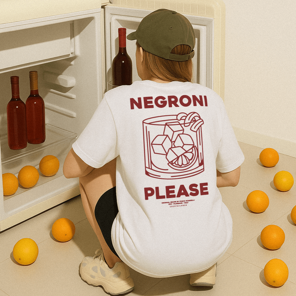 Negroni Please Organic Tee: een stijlvolle ode aan cocktails
