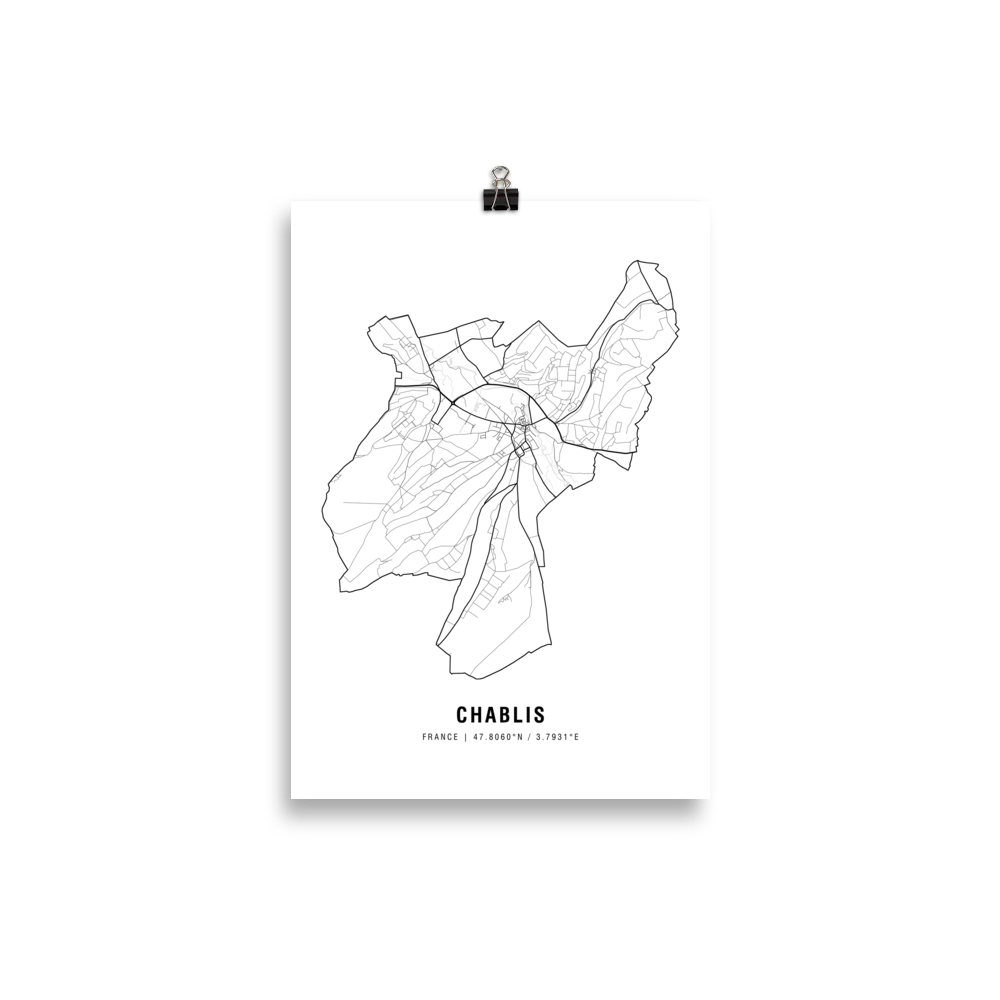 The Chablis Wine Map Poster - 21x30 cm - Cocktailored