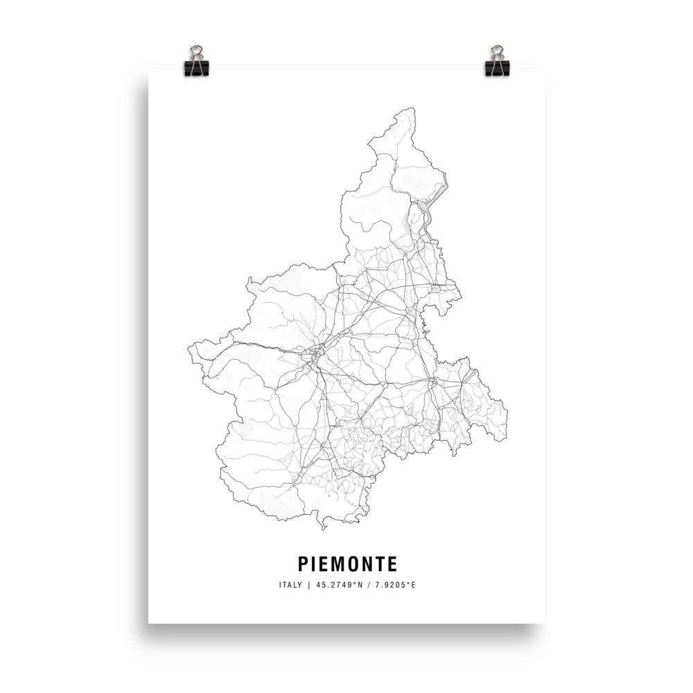 The Piemonte Wine Map Poster - 50x70 cm - Cocktailored