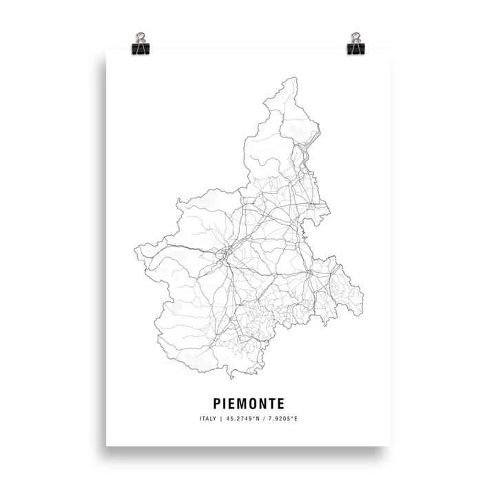 The Piemonte Wine Map Poster - 50x70 cm - Cocktailored