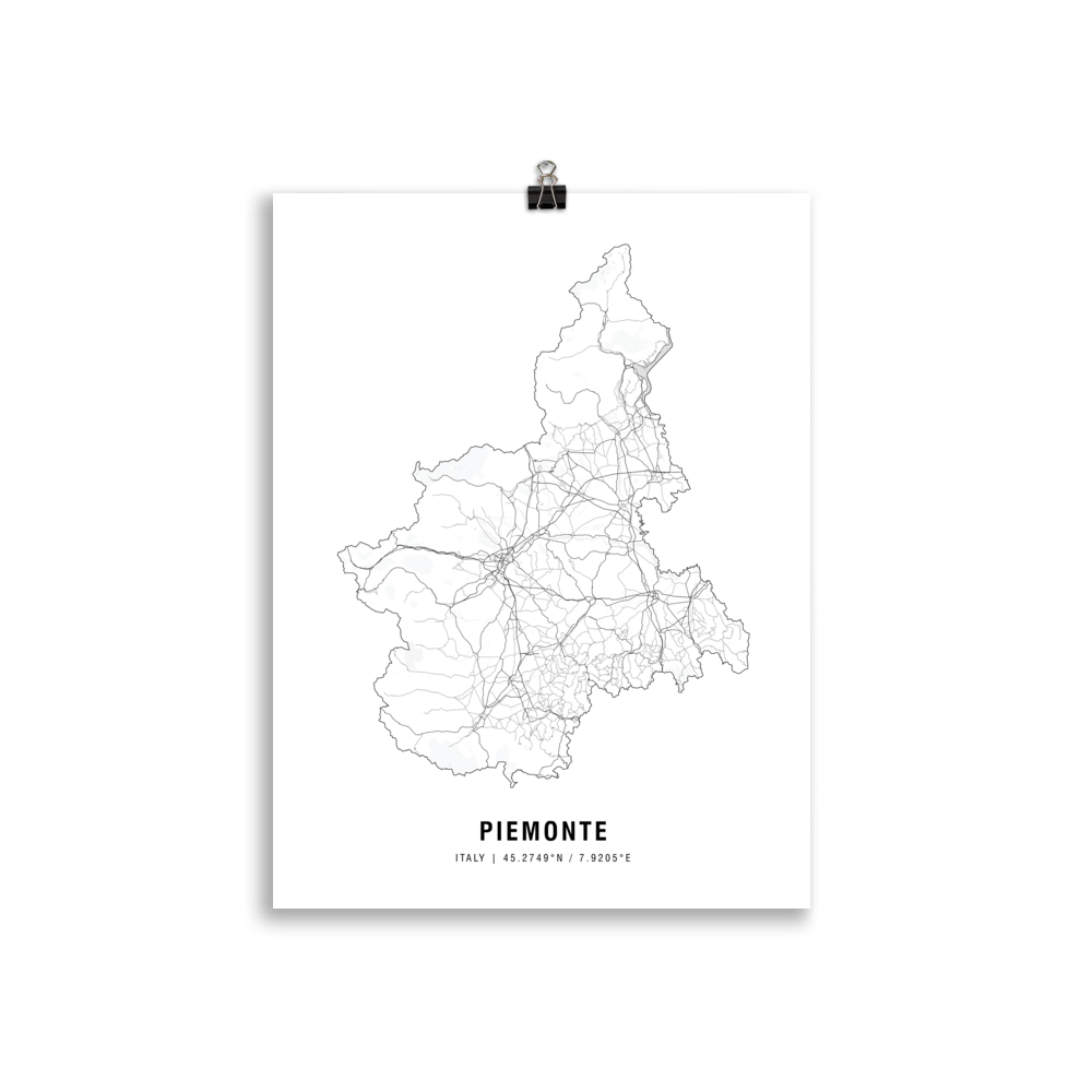 The Piemonte Wine Map Poster - 30x40 cm - Cocktailored