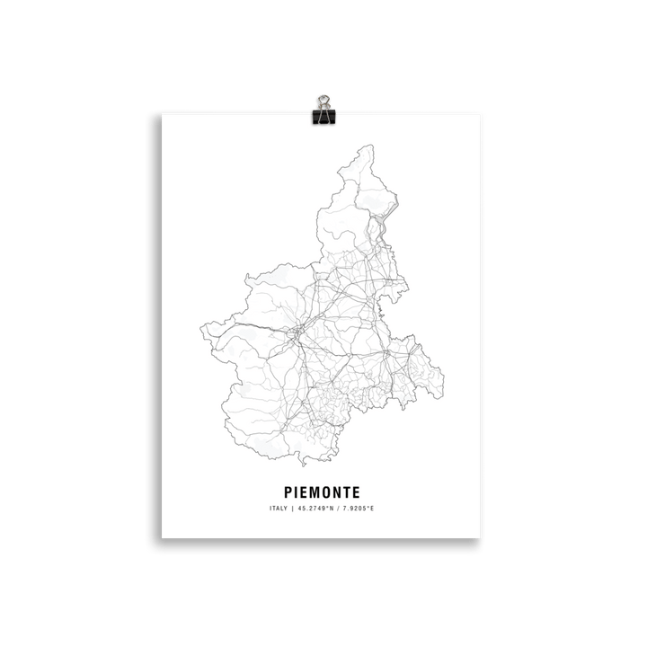 The Piemonte Wine Map Poster - 30x40 cm - Cocktailored