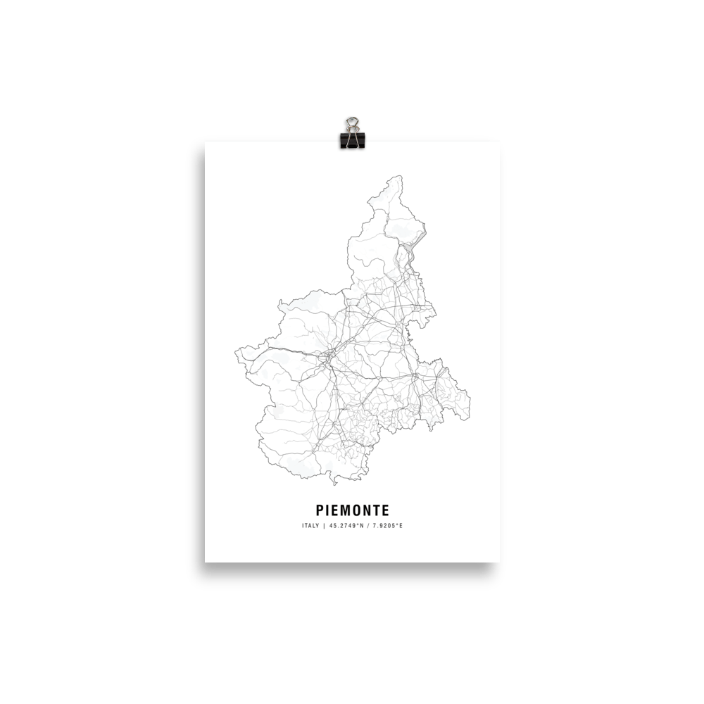 The Piemonte Wine Map Poster - 21x30 cm - Cocktailored
