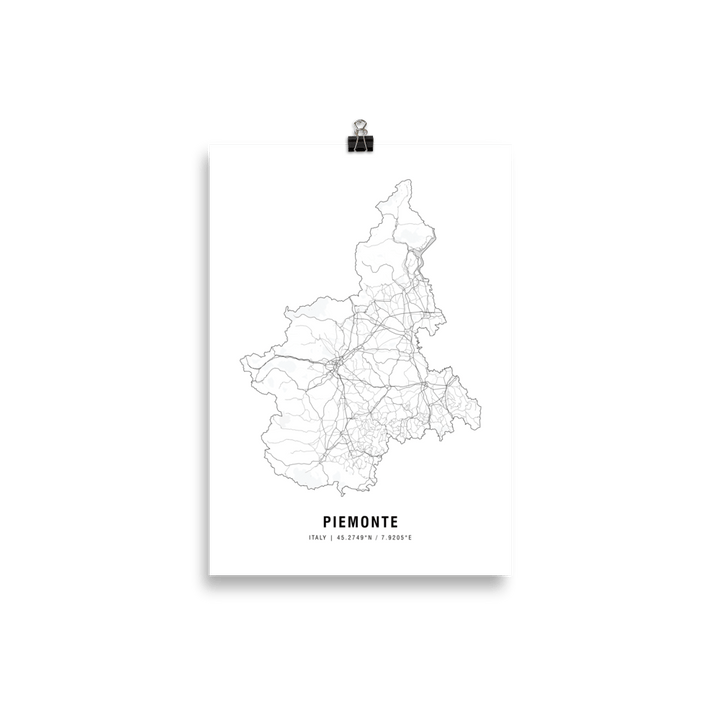 The Piemonte Wine Map Poster - 21x30 cm - Cocktailored