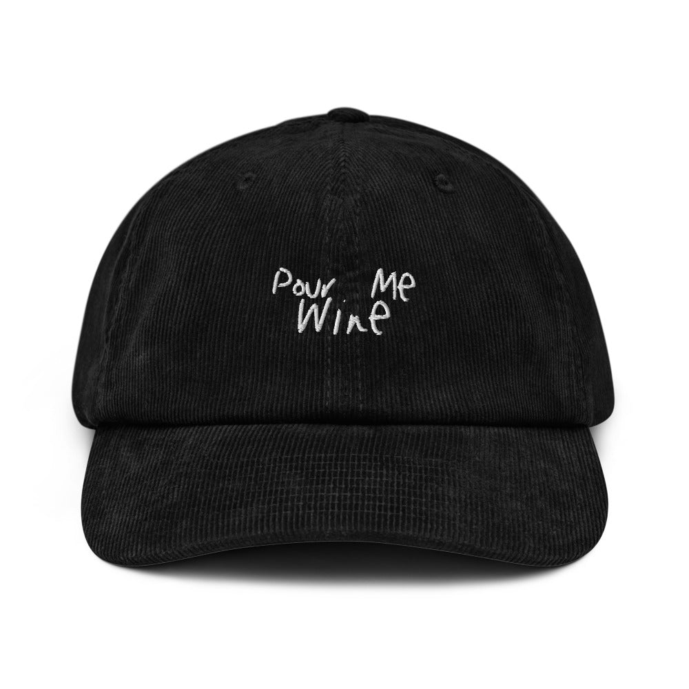 The Pour Me Wine Corduroy Hat - Black - Cocktailored