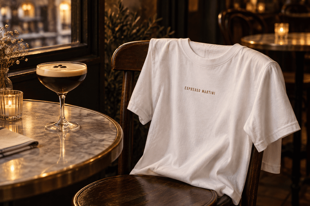 Espresso Martini-cadeaus: petten en T-shirts — Cocktailored