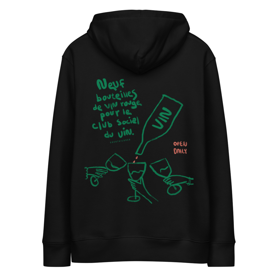 le club social du vin. eco hoodie - Black - Cocktailored