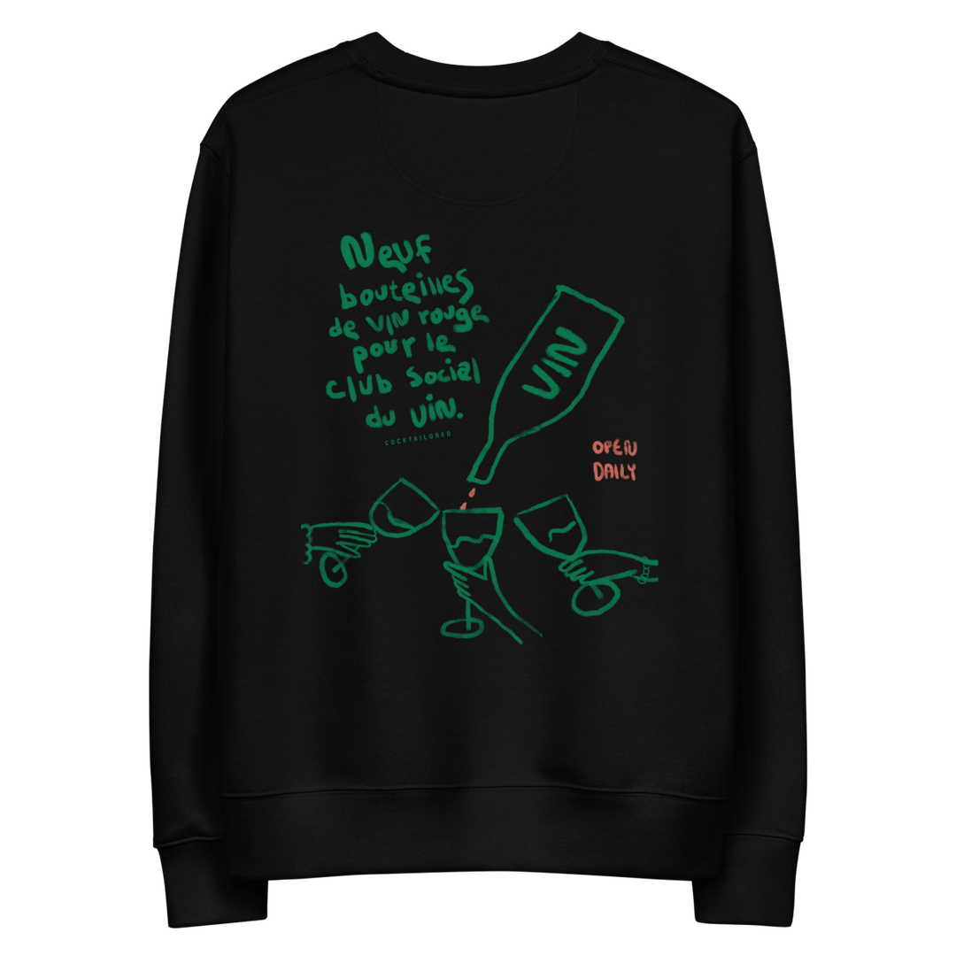 le club social du vin. eco sweatshirt - Black - Cocktailored