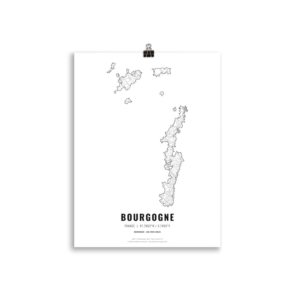 The Bourgogne Wine Map Poster - 30x40 cm - Cocktailored