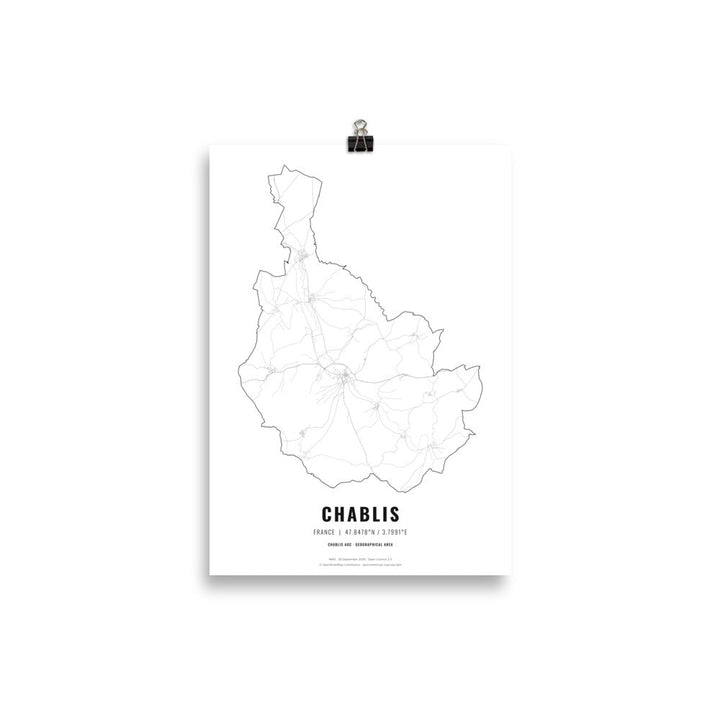 The Chablis Wine Map Poster - 21x30 cm - Cocktailored