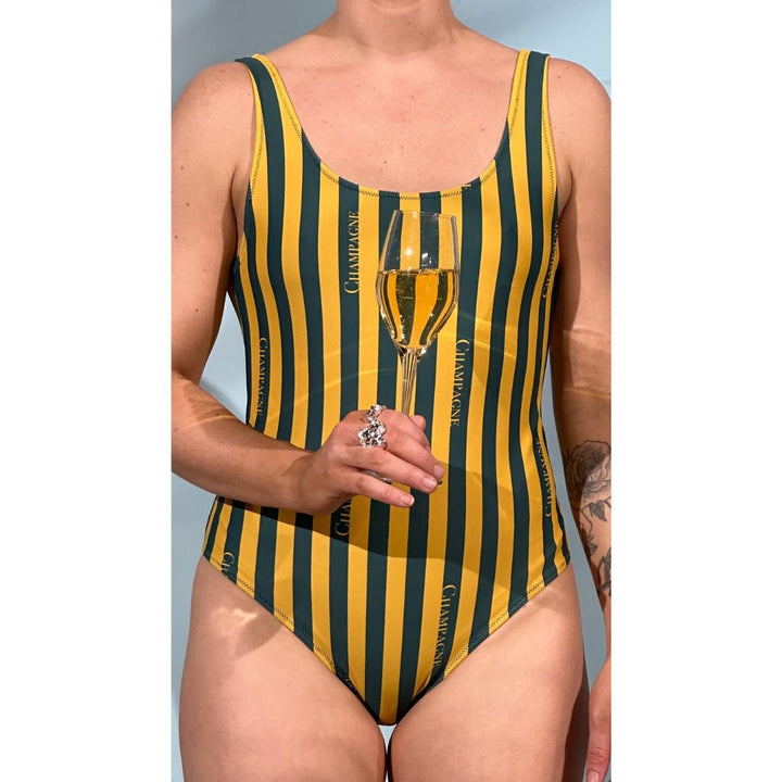The Champagne Striped Swimsuit - XS - Cocktailored