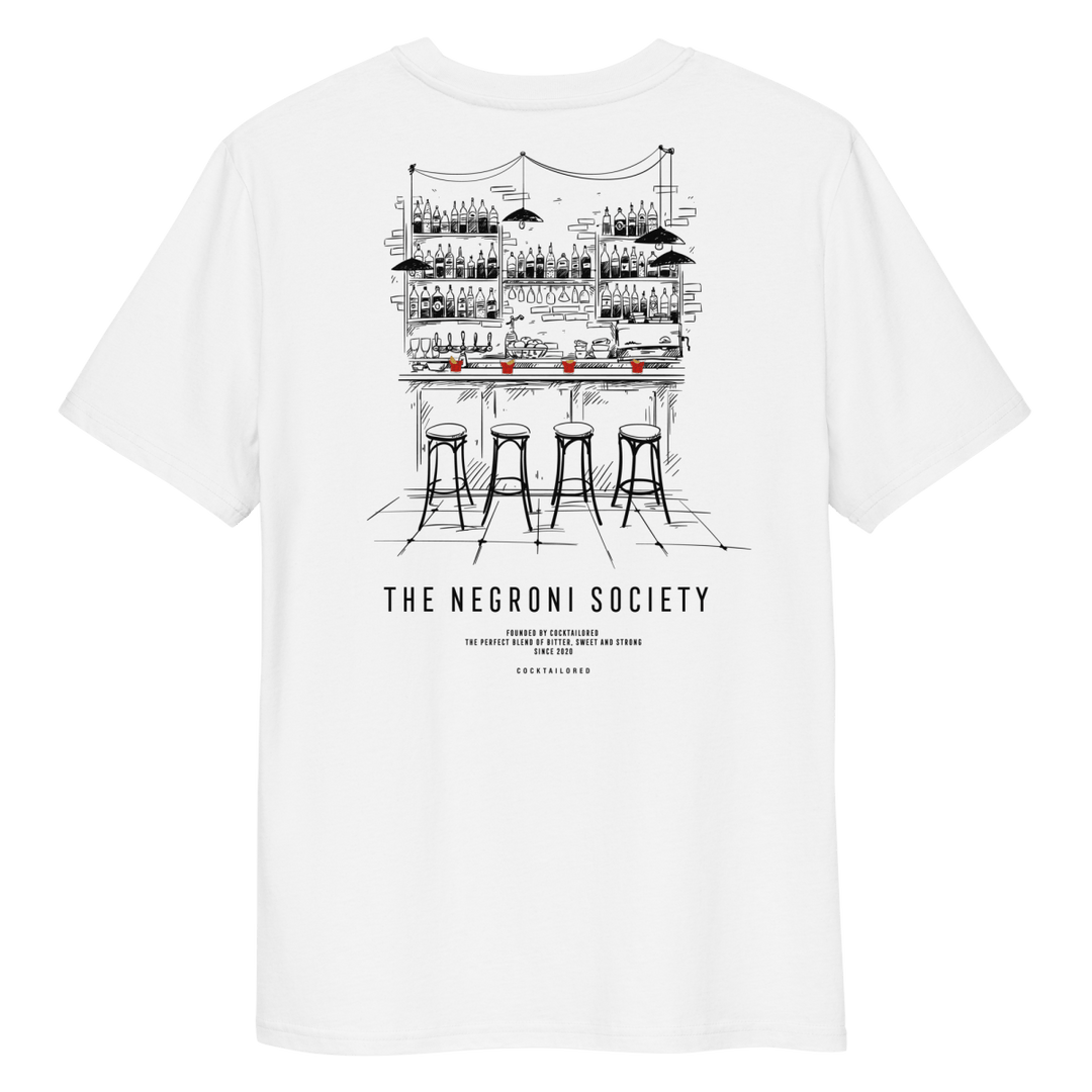 The Negroni Society "The Bar" organic t-shirt - White - Cocktailored