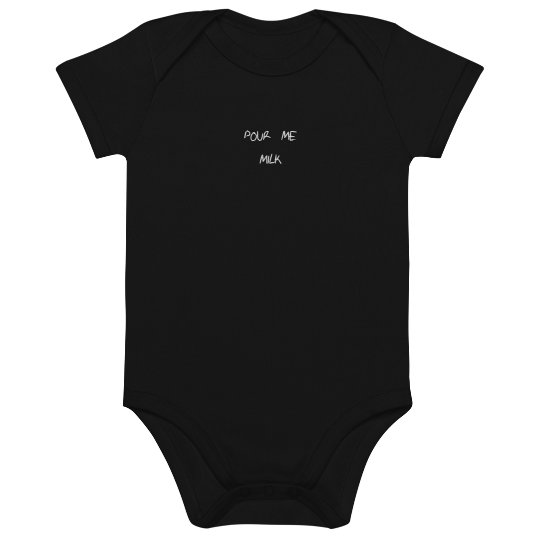 The Pour Me Milk Organic cotton baby bodysuit - Black - Cocktailored